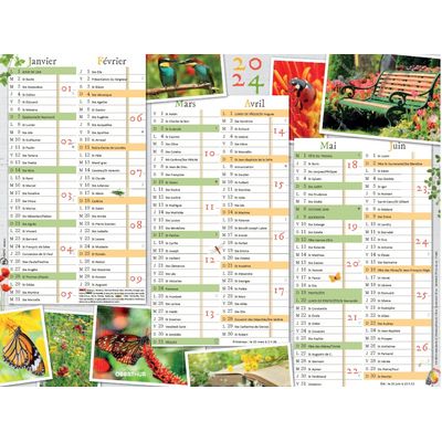 3664447151465-Calendrier Jardin calme - 6 mois par face - 32 x 42 cm - Oberthur--0