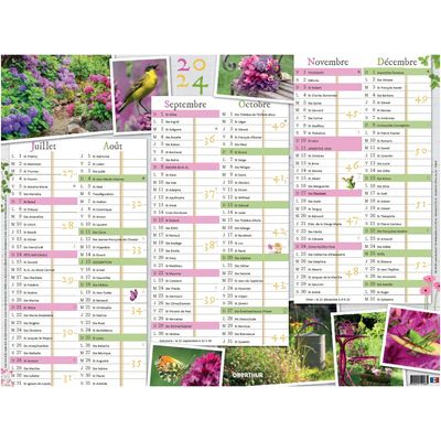 3664447151465-Calendrier Jardin calme - 6 mois par face - 32 x 42 cm - Oberthur--1