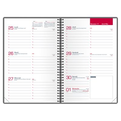 3147280261367-Agenda spiralé à élastique My Fab - 1 semaine sur 2 pages - 10 x 15 cm - noir - Oxford--1