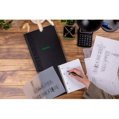 3037921199138-RhodiActive Greenbook - Cahier à spirale 100% recyclé - A5+ (16 x 21 cm) - 160 pages 90 g/m² - petits carreau--2