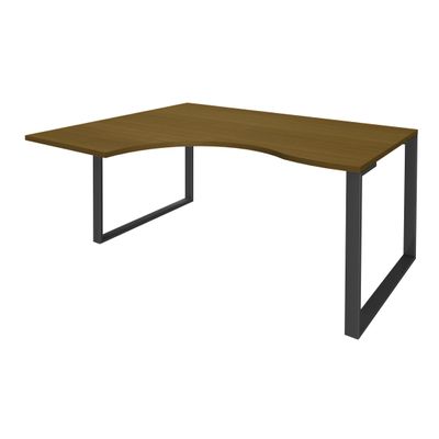 3253310421950-Bureau compact LOFTER - L180 cm - Retour à gauche - Plateau imitation noyer - pied carbone - (pied de renfort obligatoire à rajou--0