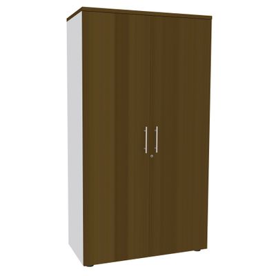 3253310335103-Armoire haute IDRA/DUAL - H180 x L80 x P47 - 2 portes - Corps blanc - Portes et dessus imitation noyer--0