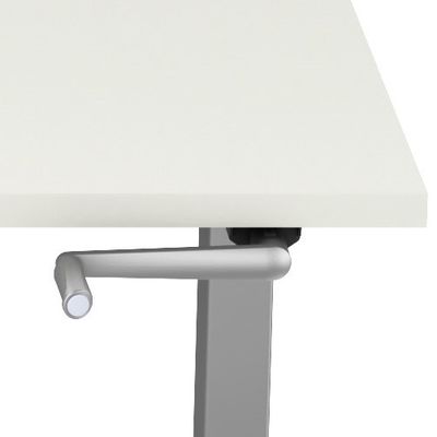 3617350004441-Bureau AXEL assis/debout - réglage par manivelle - L200 x P80 cm - plateau blanc - pieds blancs--1