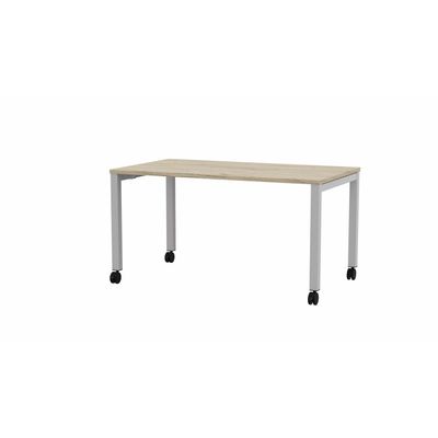 3617350001891-Table de réunion mobile ARIAL - L120 x P80 cm - plateau imitation chêne brunswick - pieds gris--0