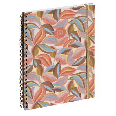 3660942084376-Agenda de bureau spiralé 16 mois Capucine - 1 semaine sur 2 pages - 15 x 21 cm - rose - Exacompta--0