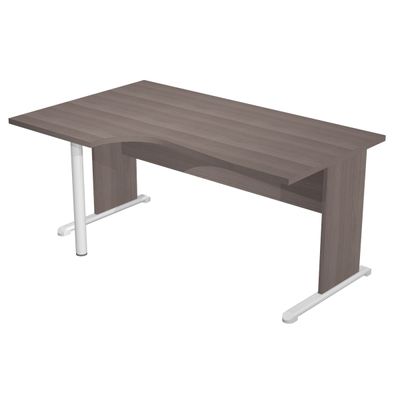 7331920001406-Bureau compact Trend - retour à gauche avec pieds bois + pied de renfort - L160 - plateau imitation fr--0