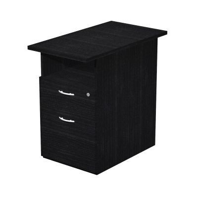 7331910014034-Caisson hauteur bureau Trend - L43xP80xH72 cm - 2 tiroirs dont 1 DS + 1 niche - imitation frêne noir--0