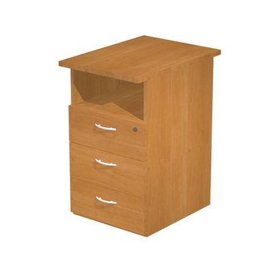 7331910006343-Caisson hauteur bureau Trend - L43xP60xH72 cm - 3 tiroirs + 1 niche - imitation aulne--0