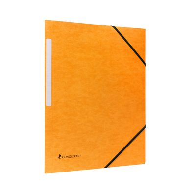 3045050465277-Conquérant - Chemise à élastique 3 rabats - A4 - Carte recyclée 350gr - Orange--0