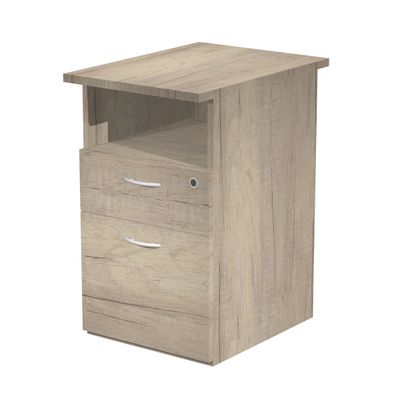 7331920004285-Caisson hauteur bureau Trend - L43xP60xH72 cm - 2 tiroirs dont 1 DS + 1 niche - imitation chêne canadi--0