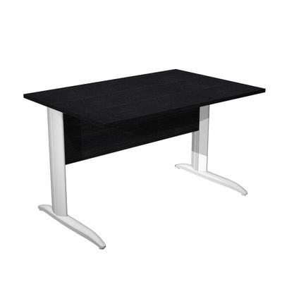 0404052255911-Bureau droit Trend - L160 - Pieds métals - plateau imitation frêne noir - pied blanc--0