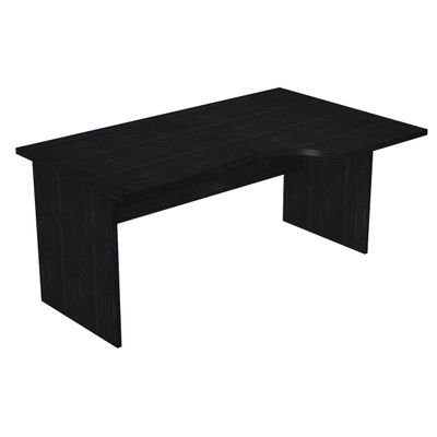 0404052256895-Bureau compact Trend - L160 cm - retour à droite - pieds panneaux - plateau imitation frêne noir - (pied de renfort obligatoire à rajou--0