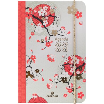 3664447200286-Agenda à élastique Sakura - 1 semaine sur 2 pages - 10 x 15 cm - fleurs de cerisiers - Oberthur--0
