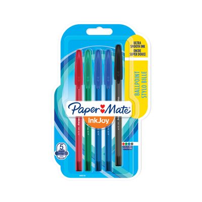 3501179567358-PAPER MATE® INKJOY 100™ - Blister de 5 stylos bille capuchonnés Couleurs assorties standards - Poin--0