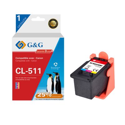 6937173407920-Cartouche compatible Canon CL-511 - cyan, magenta,jaune - G&G--0