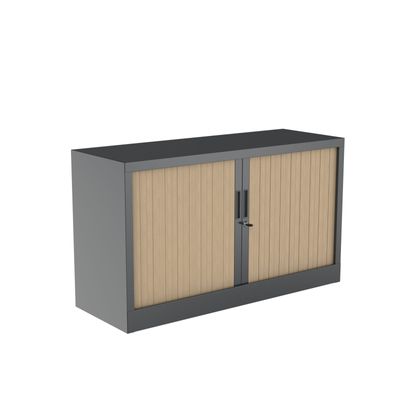 3700339996094-Réhausse pour armoire à rideaux metalliques -  L120 x H43 x P43cm - corps anthracite/rideau chêne--1