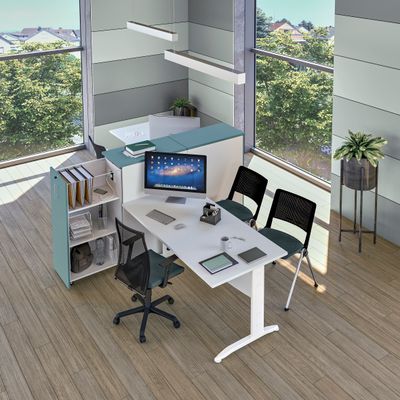 3253310304291-Bureau droit IDRA - L160 cm - Pied alu - plateau imitation noyer-P_405152449_2-1