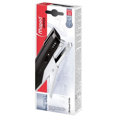 3154144402101-Maped - Pince agrafeuse Essentials E4402 noir - capacité de 25 feuilles - agrafes 24/6 ou 26/6--0