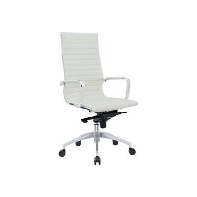 3700339883790-Fauteuil de bureau WARREN - accoudoirs fixes - cuir blanc-Angle gauche-1
