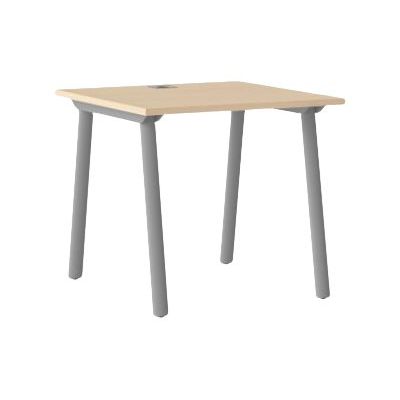 3483600875389-Bureau YES ! - 80 cm - Pieds arches fixes gris - Chêne-Angle gauche-0