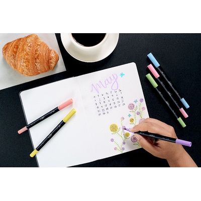 3086123681323-BIC Intensity Dual Tip - 6 Feutres de coloriage double pointe pinceau - couleurs pastels assorties--2