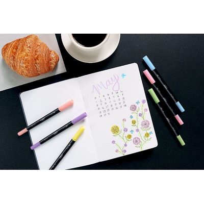 3086123681323-BIC Intensity Dual Tip - 6 Feutres de coloriage double pointe pinceau - couleurs pastels assorties--1