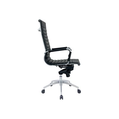3700339883783-Fauteuil de bureau WARREN - accoudoirs fixes - cuir noir-Gauche-4