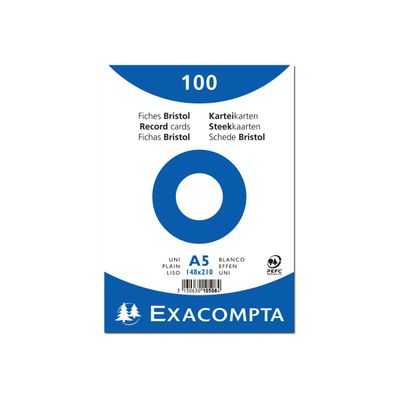 3130631105083-Exacompta - 10 Packs de 100 Fiches Bristol - A5 - unies - non perforées - blanc-Avant-2