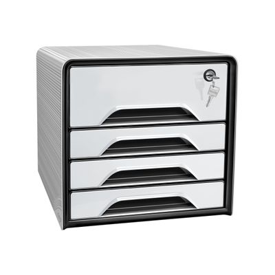 3462159013381-Smoove Secure by CEP - Module de classement 4 tiroirs - blanc - fermable à clé-Angle gauche-0
