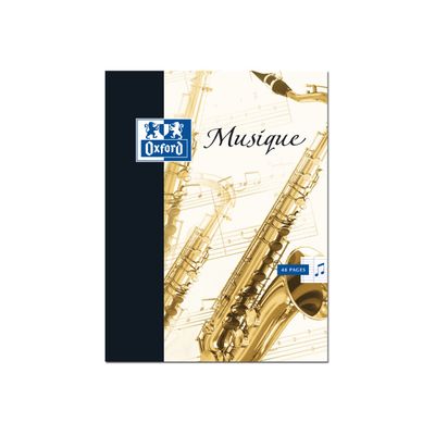 3020122883838-Oxford - Cahier de musique 24 x 32 cm - 48 pages - pages à portée et grands carreaux-Avant-0