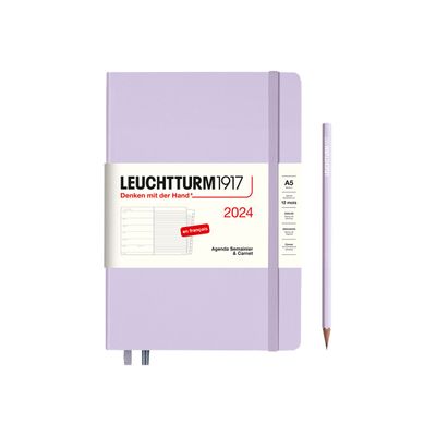 4004117629181-Leuchtturm1917 - Agenda 1 semaine sur 2 pages et carnet - A5 -  lilas-Avant-0