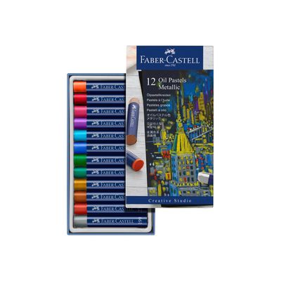 4005401270140-Faber-Castell Creative Studio - 12 Pastels à l'huile - couleurs métalliques assorties-Avant-0