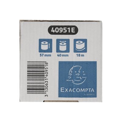 3130631409518-Exacompta - 20 Bobines thermiques - rouleaux TPE Safecontact - 1 pli - 57 x 40 x 12 mm - 18 m-Gros plan-3