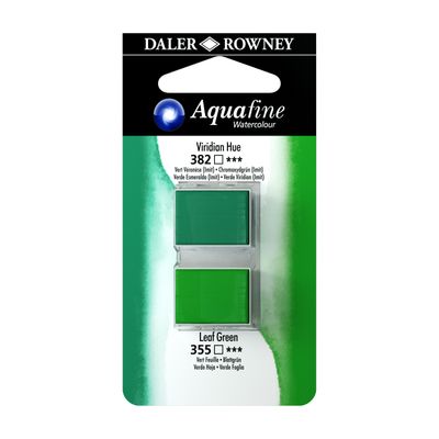 5011386118024-Daler-Rowney Aquafine - Ensemble de peinture - 2 parties - aquarelle - 2 couleurs - teinte viride, vert feuil--0