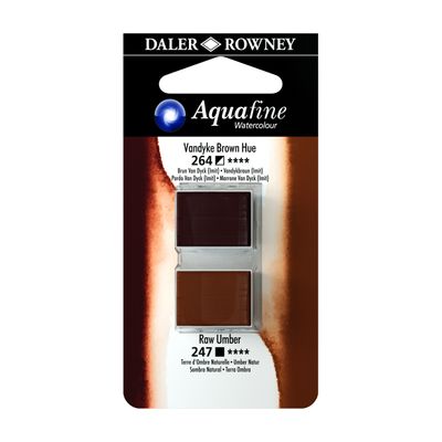 5011386118086-Daler-Rowney Aquafine - Ensemble de peinture - 2 parties - aquarelle - 2 couleurs - teinte marron Vandyke, omb--0
