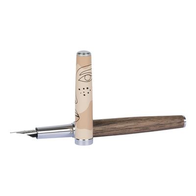 3108722406814-Oberthur Olympe - Stylo plume - noyer-Angle gauche-2