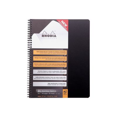 3037921199008-RhodiActive - Cahier à spirale A4+ (22,5 x 29,7 cm) - 160 pages - petits carreaux (5x5 mm) - noir-Avant-2