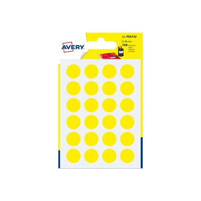 5014702026379-Avery - 168 Pastilles adhésives - jaune - diamètre 15 mm-Avant-0