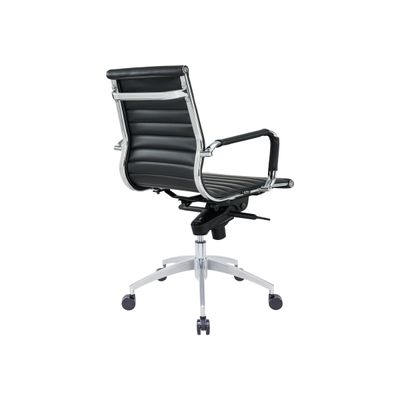 3700339883806-Fauteuil de bureau WARREN - accoudoirs fixes - dossier bas - cuir noir-Arrière-2