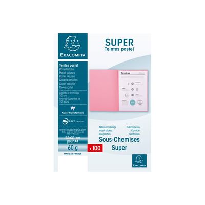 3130638501031-Exacompta Super 60 - 100 Sous-chemises - 60 gr - pour 100 feuilles - rose-P_79417652_1-2