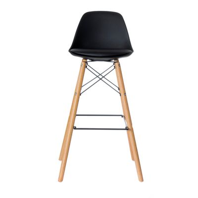 3660141230291-Lot de 2 tabourets haut STEELWOOD - pied hêtre - assise noire-P_79441207_1-0