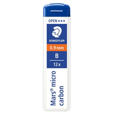 4007817214060-STAEDTLER Mars micro - Etui de 12 Mines pour porte mines - B - 0,9 mm--0