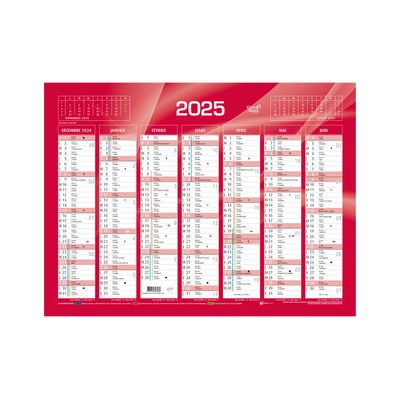 3371010307081-Quo Vadis - Calendrier bancaire 7 mois par face - 40,5 x 55 cm - rouge--0