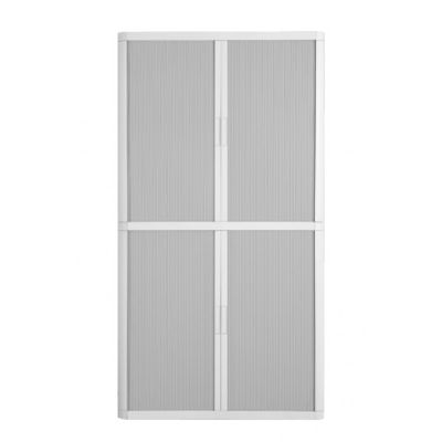 3660141930474-Armoire haute à rideaux EASY OFFICE - 110 x 204 x 41,5 cm - Corps et poignée blanc - Rideaux anthraci--0