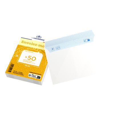 3240180014719-La Couronne - 50 Enveloppes de visite - 90 x 140 mm - 110 gr - sans fenêtre - blanc - bande auto-adhé--0