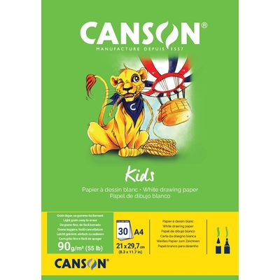 3148950015266-Canson Kids - Bloc dessin - 30 feuilles - A4 - 90 gr - blanc--0