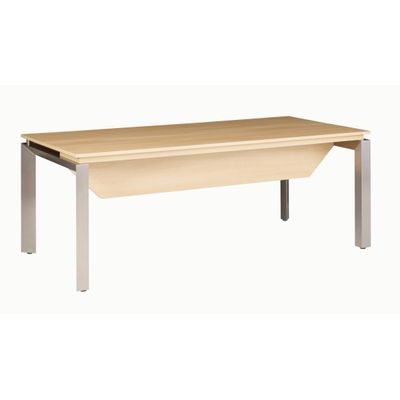 3483600165503-Bureau bois SLIVER avec voile de fond - 190 cm - Pieds métal - Chêne fil et blanc--0