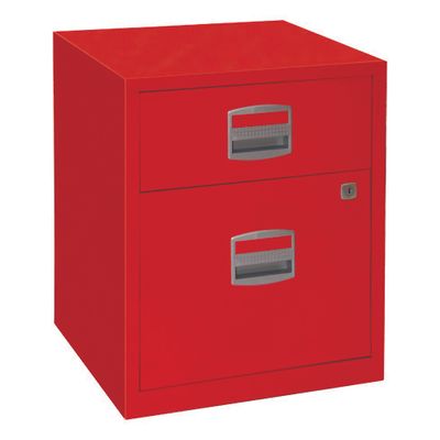 3700339877744-Caisson mobile métallique monobloc - H52 x L41 x P40 cm - 2 tiroirs - rouge--0