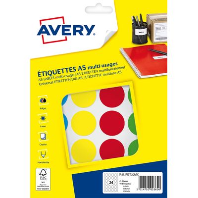5014702026690-Avery - Etui A5 - 168 Pastilles adhésives - couleurs assorties - diamètre 30 mm--0