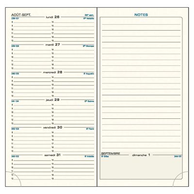 3660942057592-Agenda de poche Eden - 1 semaine sur 1 page - 9 x 17,5 cm - disponible dans différentes couleurs - Exa--3